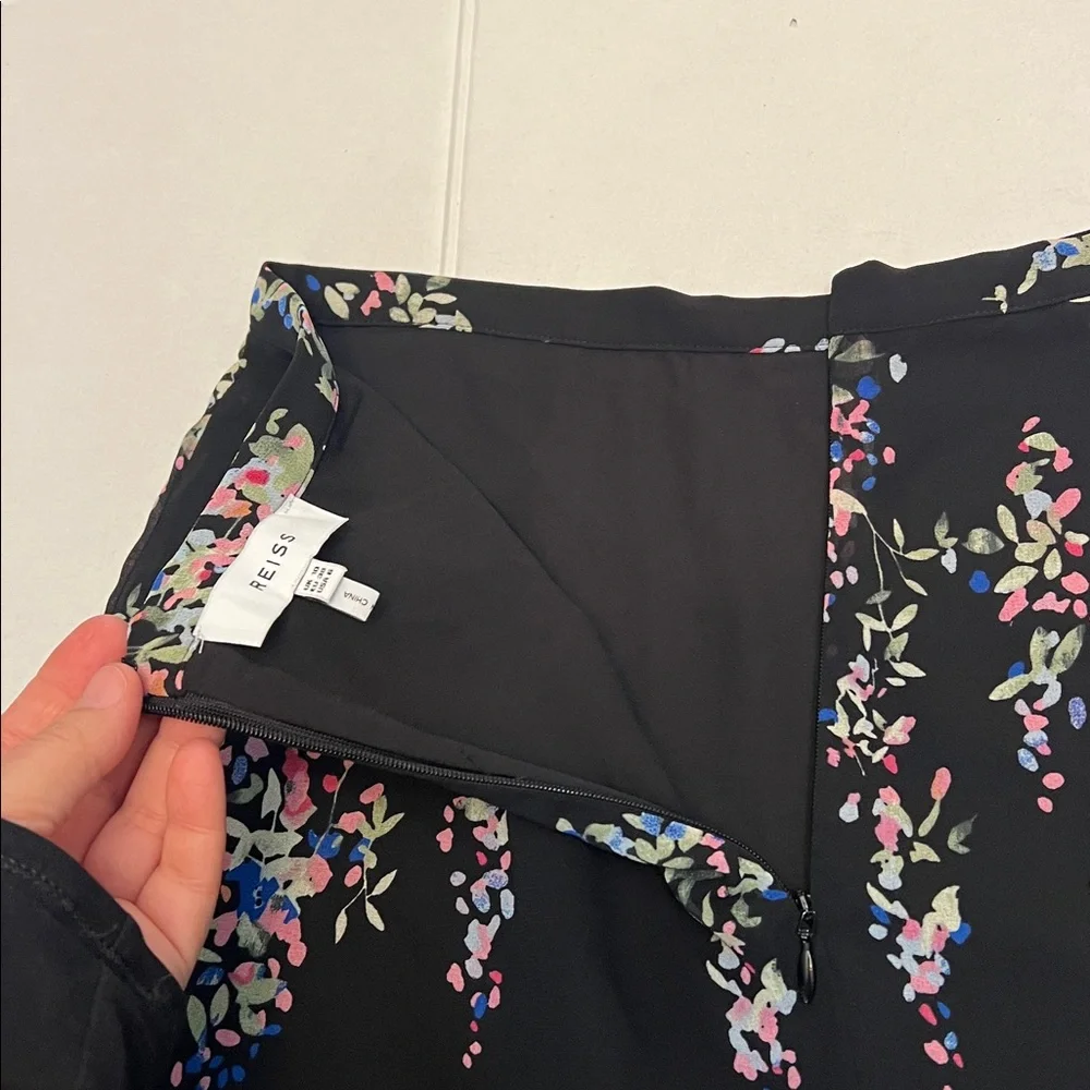 REISS FLORAL PLEATED RUFFLE MINI SKIRT SIZE 6